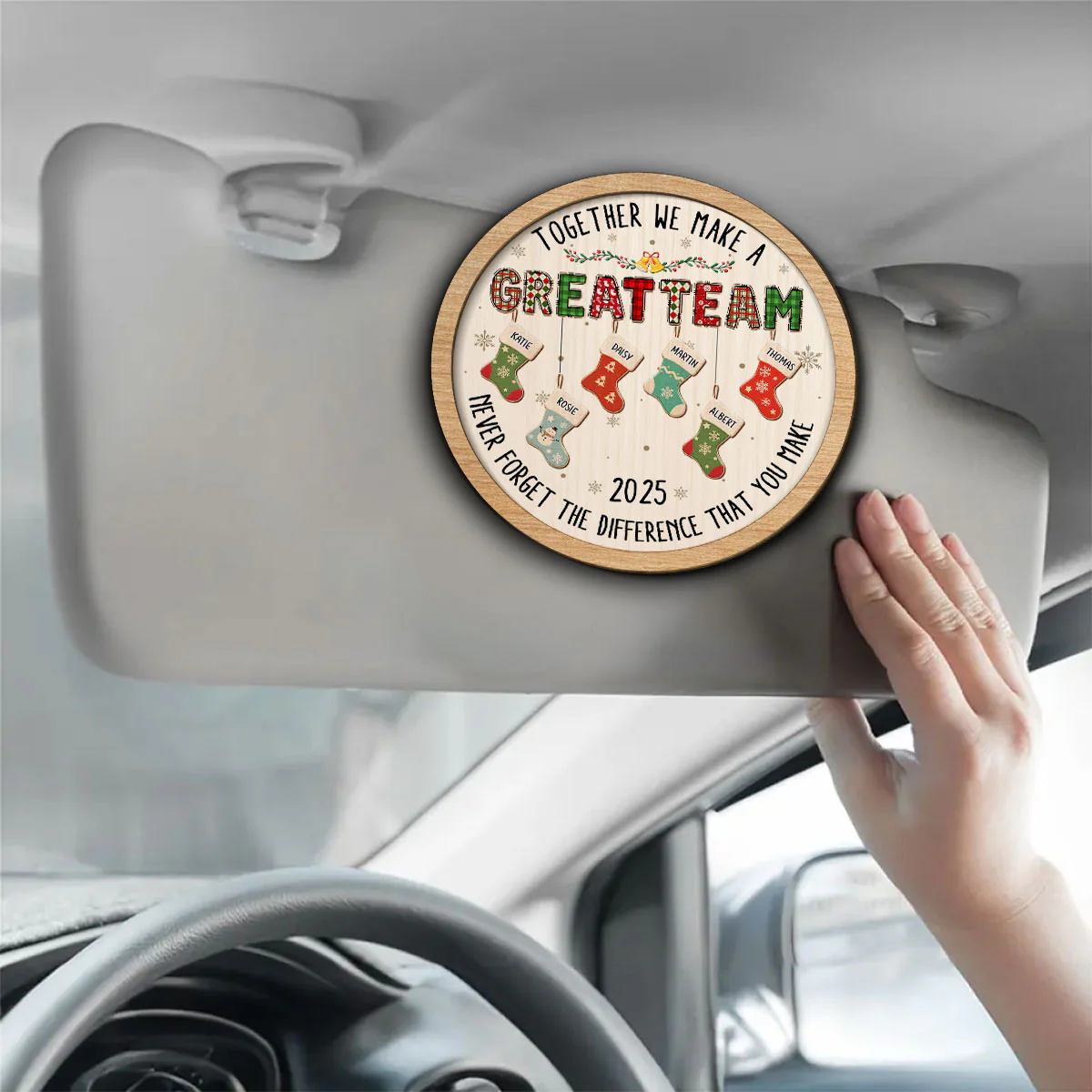 Teamwork Makes The Dream Work - Personalized Custom Car Visor Clip - Image 3