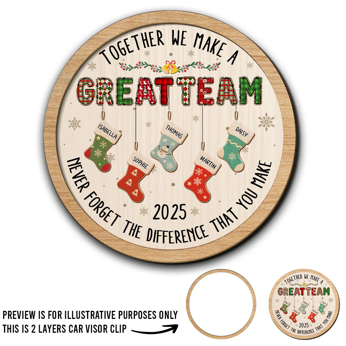 Teamwork Makes The Dream Work - Personalized Custom Car Visor Clip - Image 4