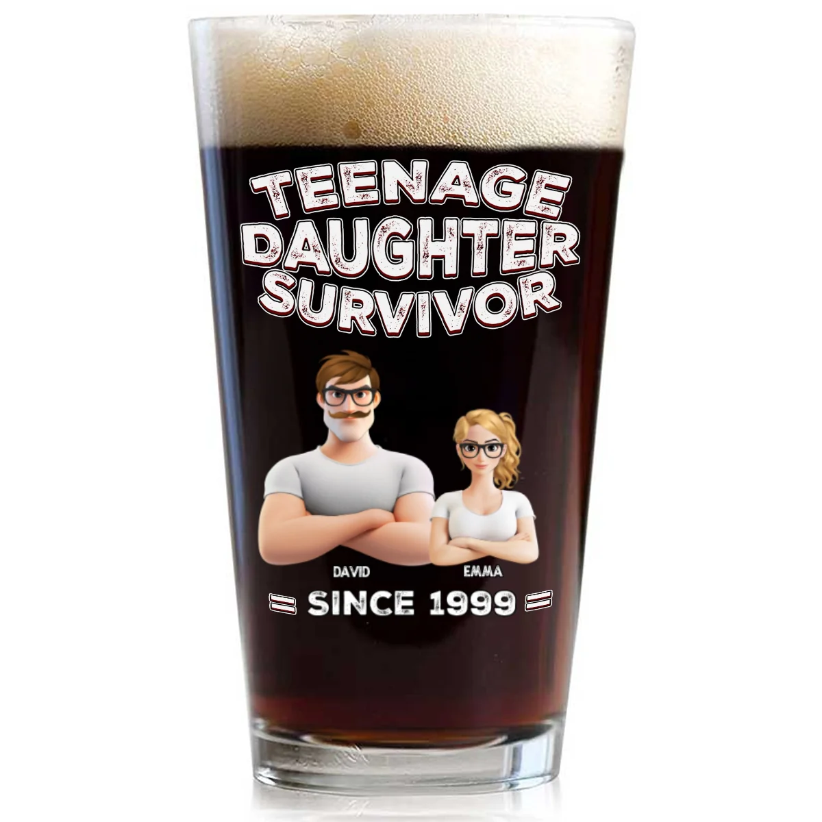 Teenage Daughter Survivor - Personalized Custom Beer Glass - Image 7