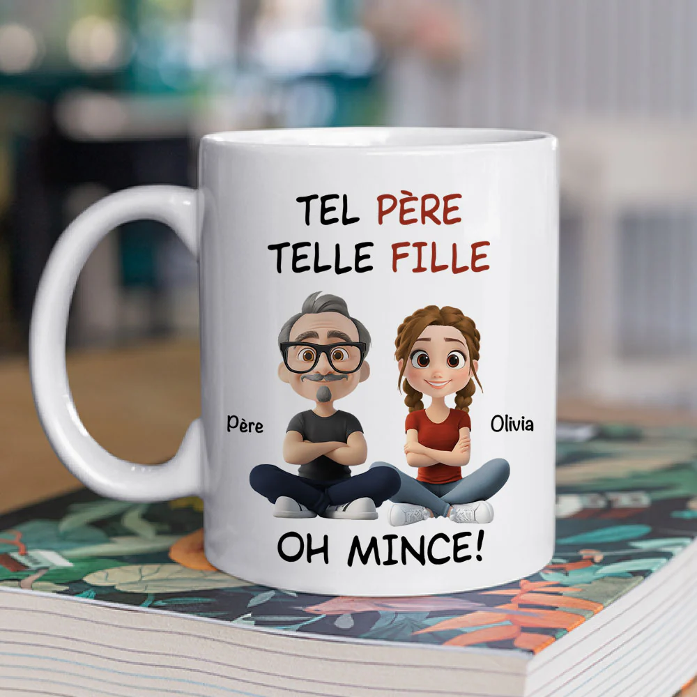 Tel Père Telle Fille Version Cartoon - Mug À Café Personnalisé Et Sur Mesure - Image 2