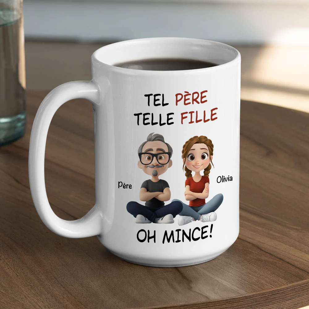 Tel Père Telle Fille Version Cartoon - Mug À Café Personnalisé Et Sur Mesure - Image 5
