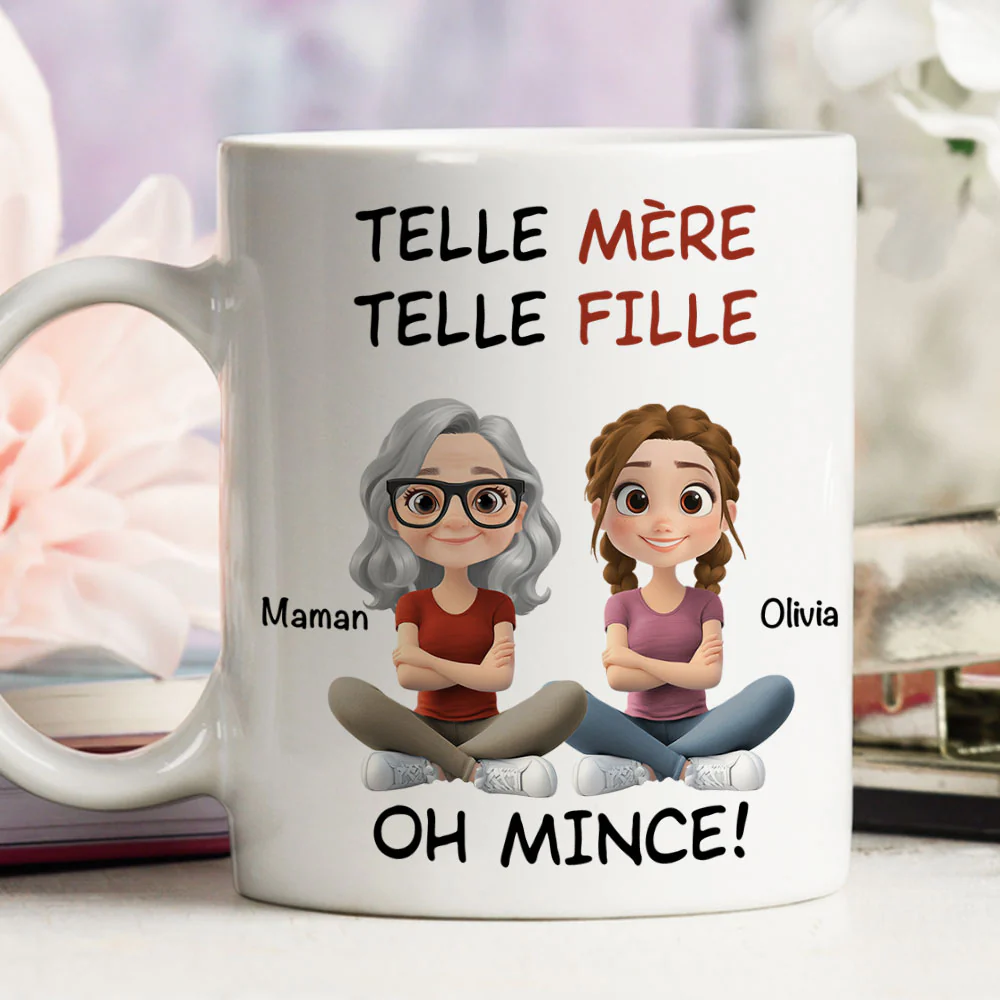 Telle Mère Telle Fille Style Dessin Animé - Mug À Café Personnalisé Et Sur Mesure - Image 3