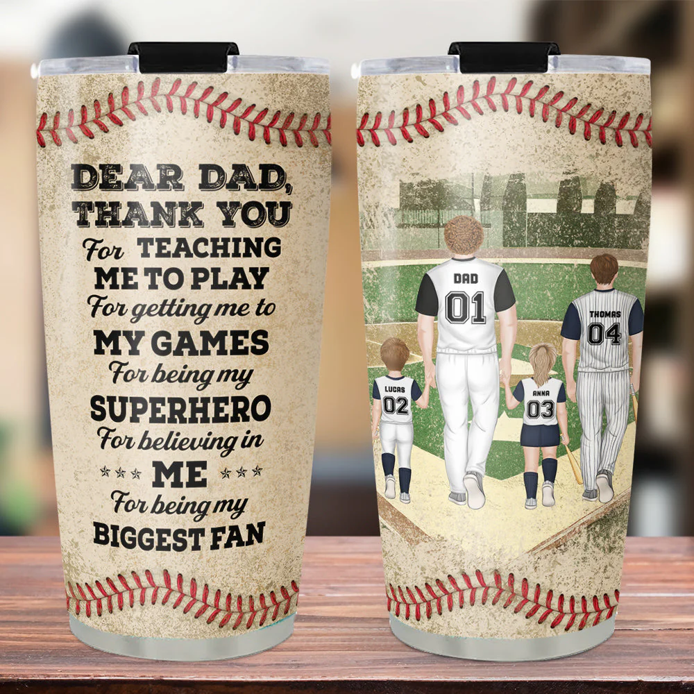 Thank Dad For Teaching Me To Play - Personalized Custom Tumbler - Image 3
