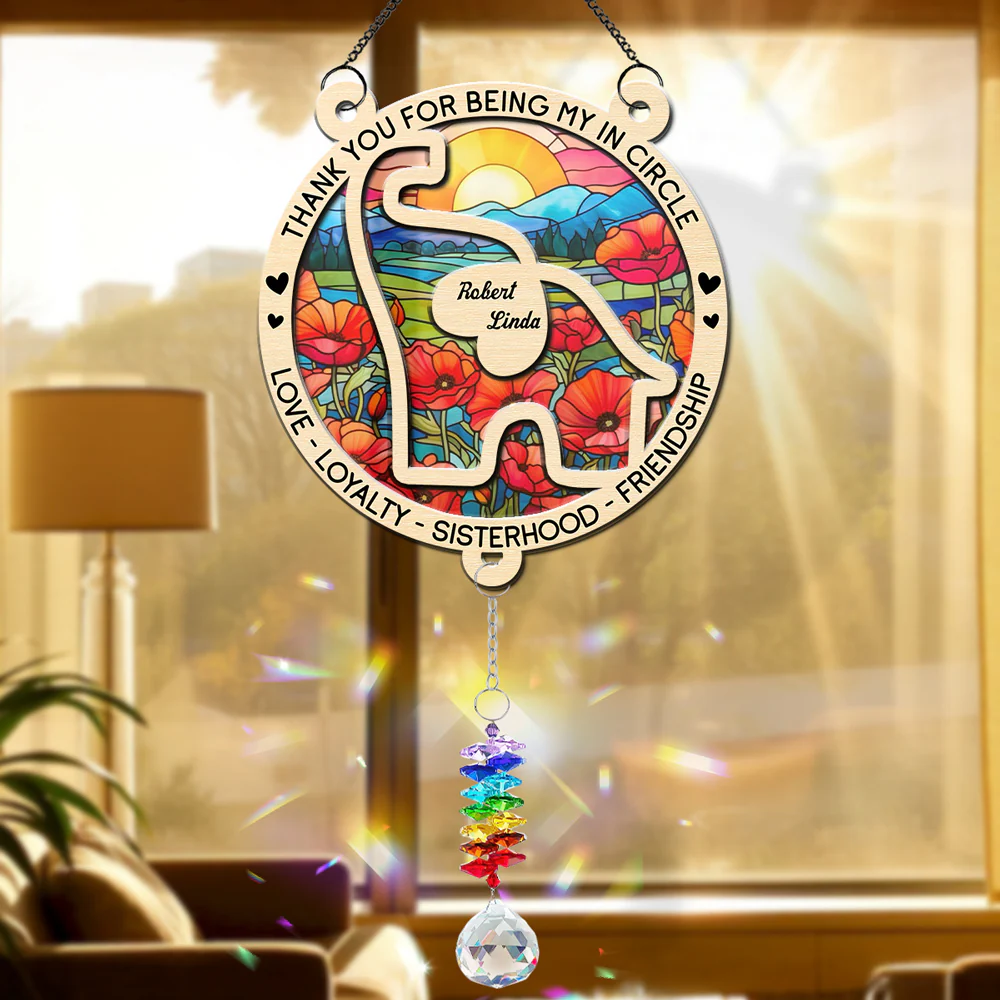 Thank For Being My Elephant - Personalized Custom Suncatcher With Crystal Rainbow Charm - Image 2