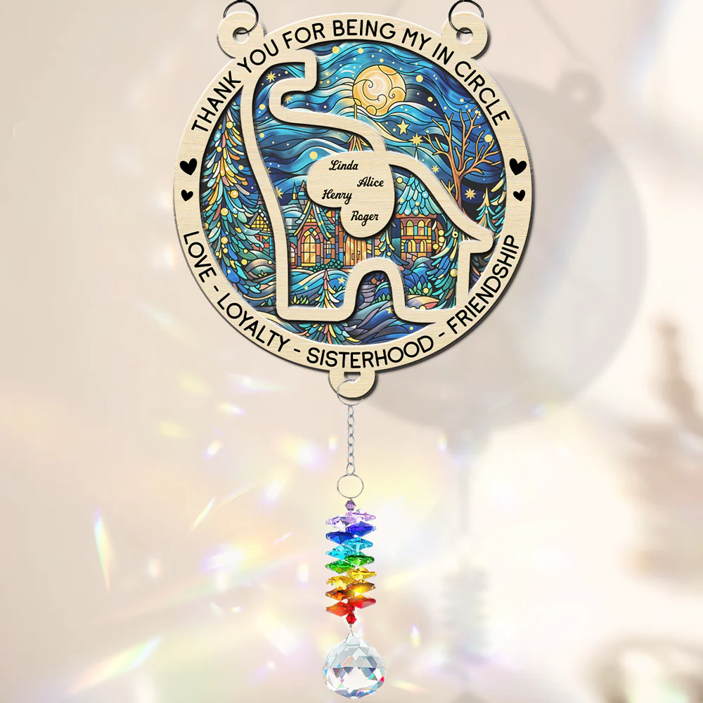 Thank For Being My Elephant - Personalized Custom Suncatcher With Crystal Rainbow Charm - Image 3