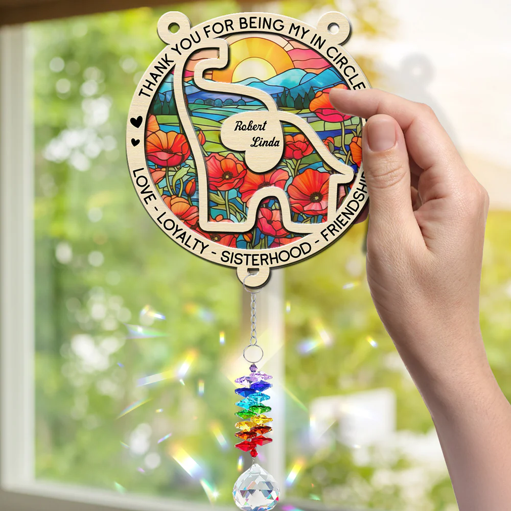 Thank For Being My Elephant - Personalized Custom Suncatcher With Crystal Rainbow Charm - Image 5