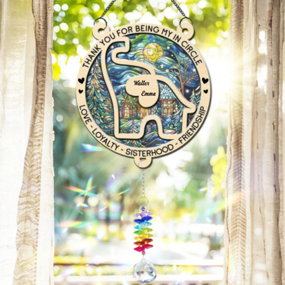 Thank For Being My Elephant - Personalized Custom Suncatcher With Crystal Rainbow Charm - Image 7