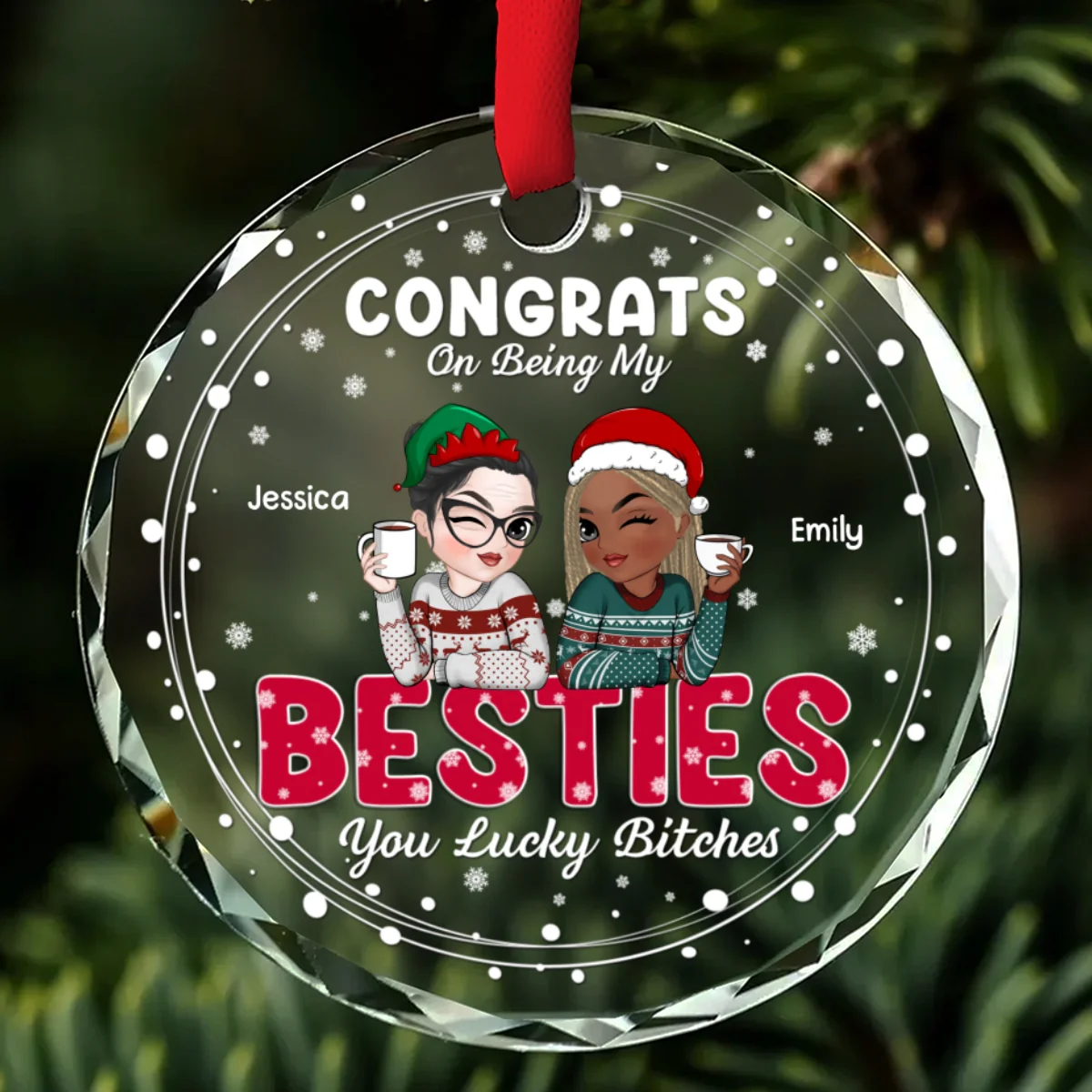 Thank You For Being My Bestie - Personalized Custom Glass Ornament - Image 6