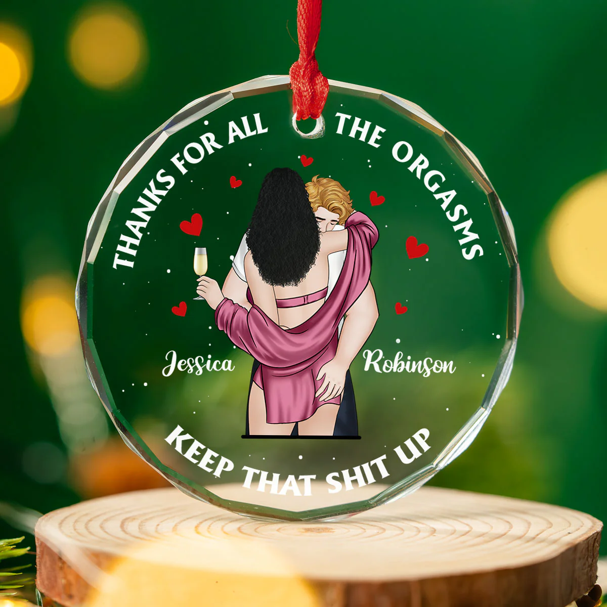 Thank You For All The Orgasms - Personalized Custom Glass Ornament - Image 3