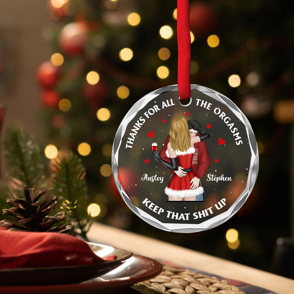 Thank You For All The Orgasms - Personalized Custom Glass Ornament - Image 4