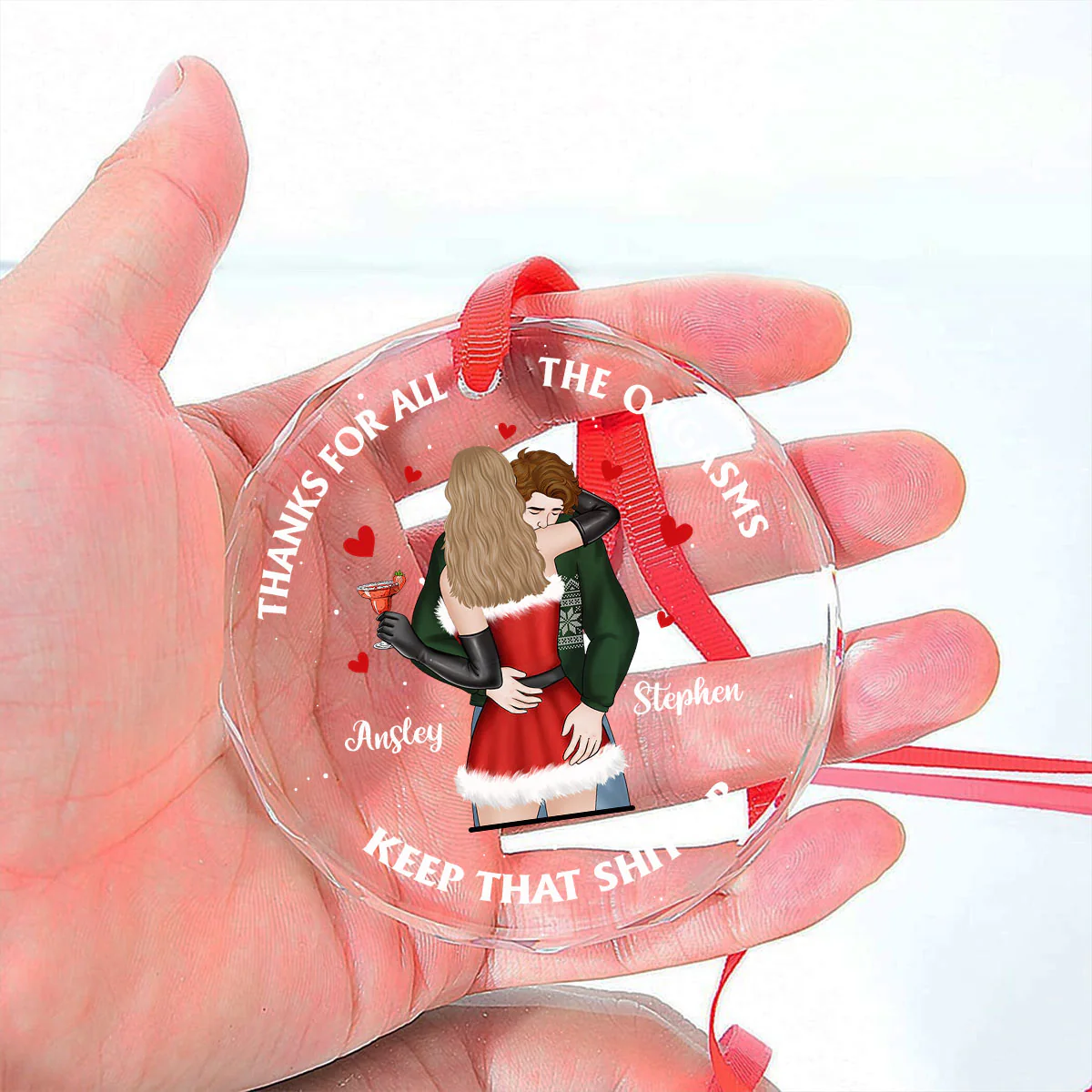 Thank You For All The Orgasms - Personalized Custom Glass Ornament - Image 5