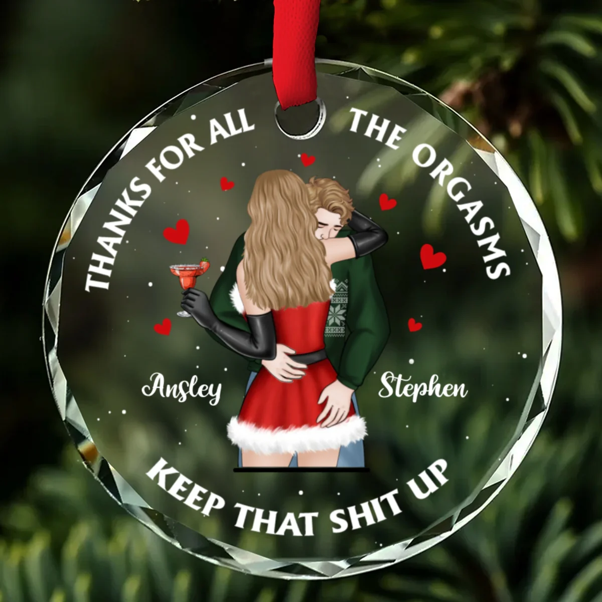 Thank You For All The Orgasms - Personalized Custom Glass Ornament - Image 6