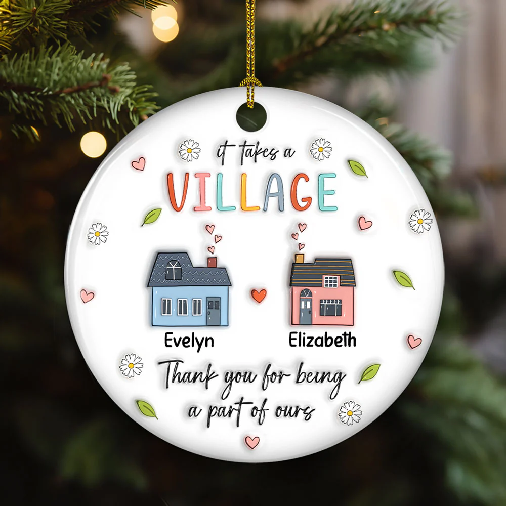 Thank You For Being A Part Of Ours - Personalized Custom 3D Inflated Effect Ceramic Ornament - Image 2