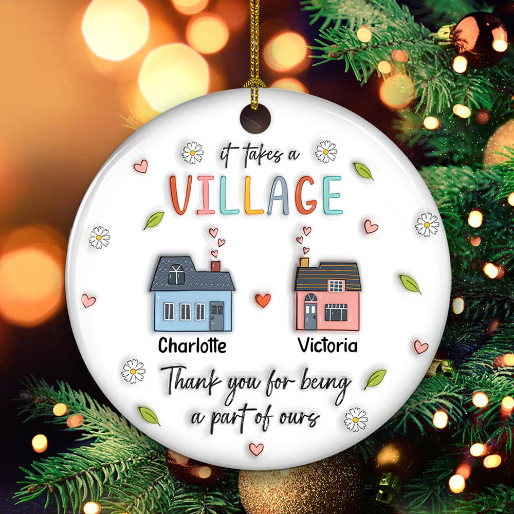 Thank You For Being A Part Of Ours - Personalized Custom 3D Inflated Effect Ceramic Ornament - Image 3