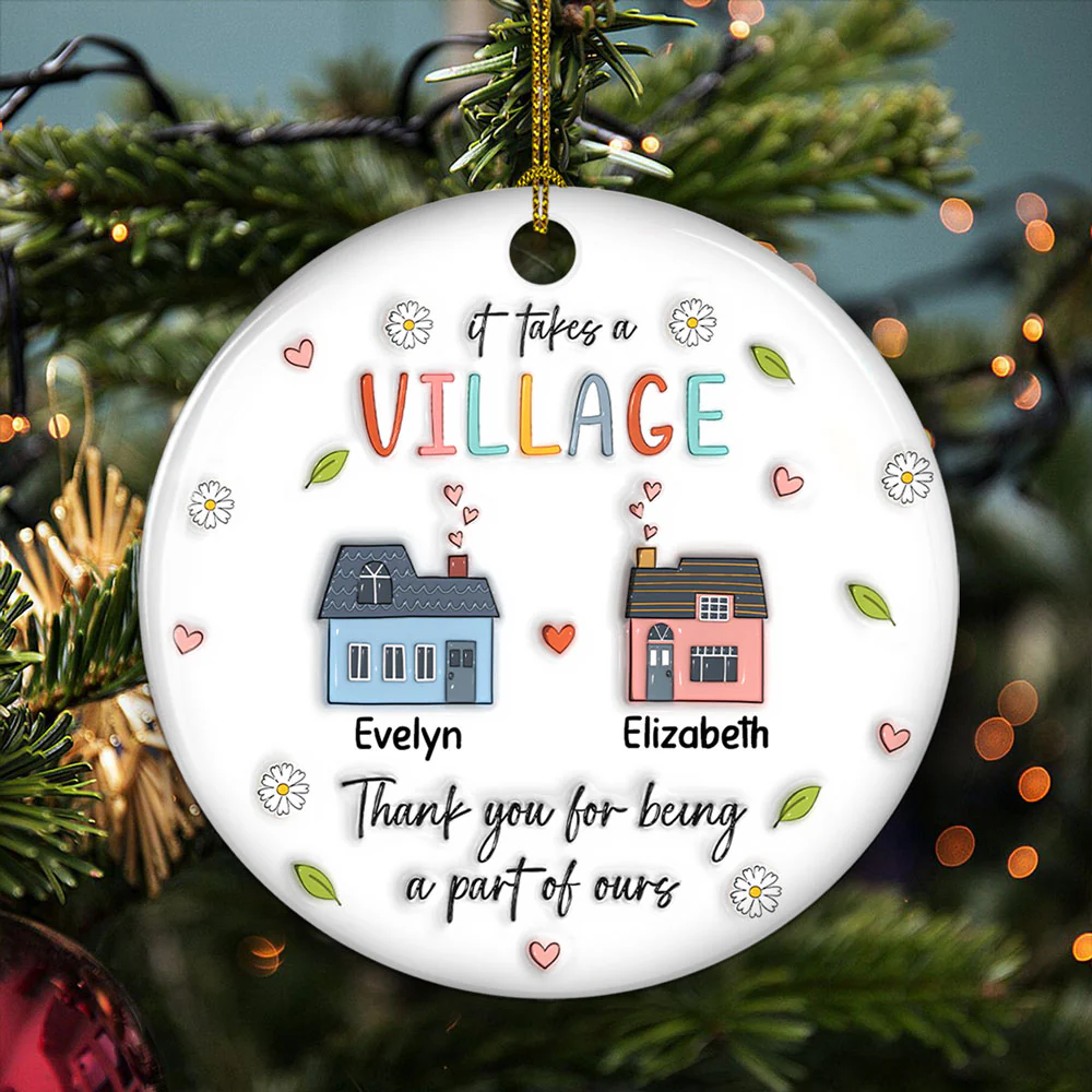 Thank You For Being A Part Of Ours - Personalized Custom 3D Inflated Effect Ceramic Ornament - Image 4