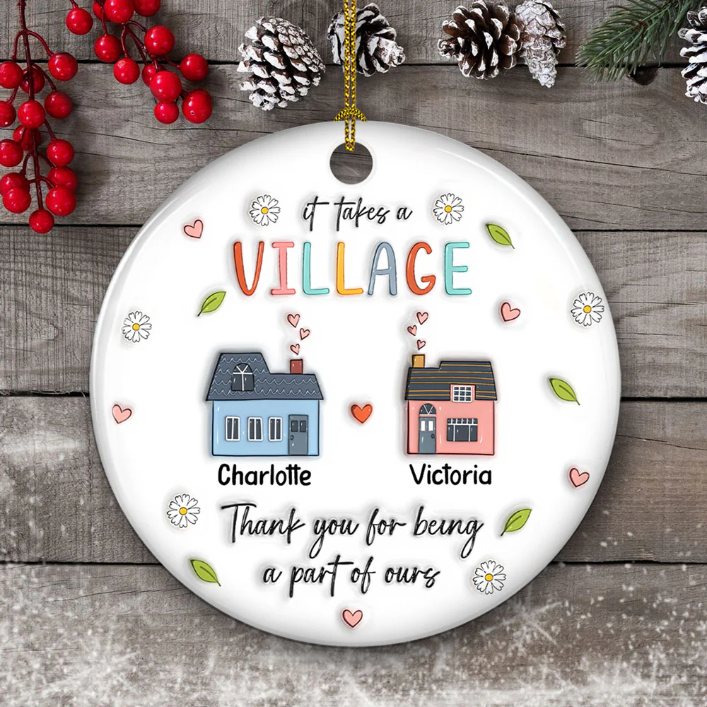Thank You For Being A Part Of Ours - Personalized Custom 3D Inflated Effect Ceramic Ornament - Image 5