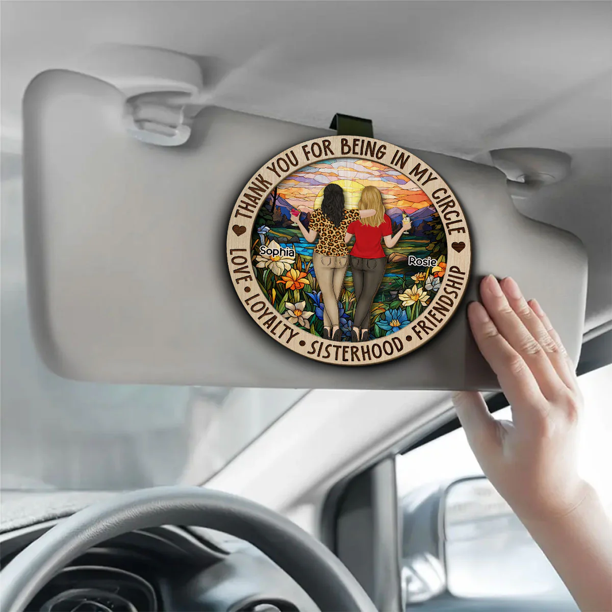 Thank You For Being In My Circle - Personalized Custom Car Visor Clip - Image 3