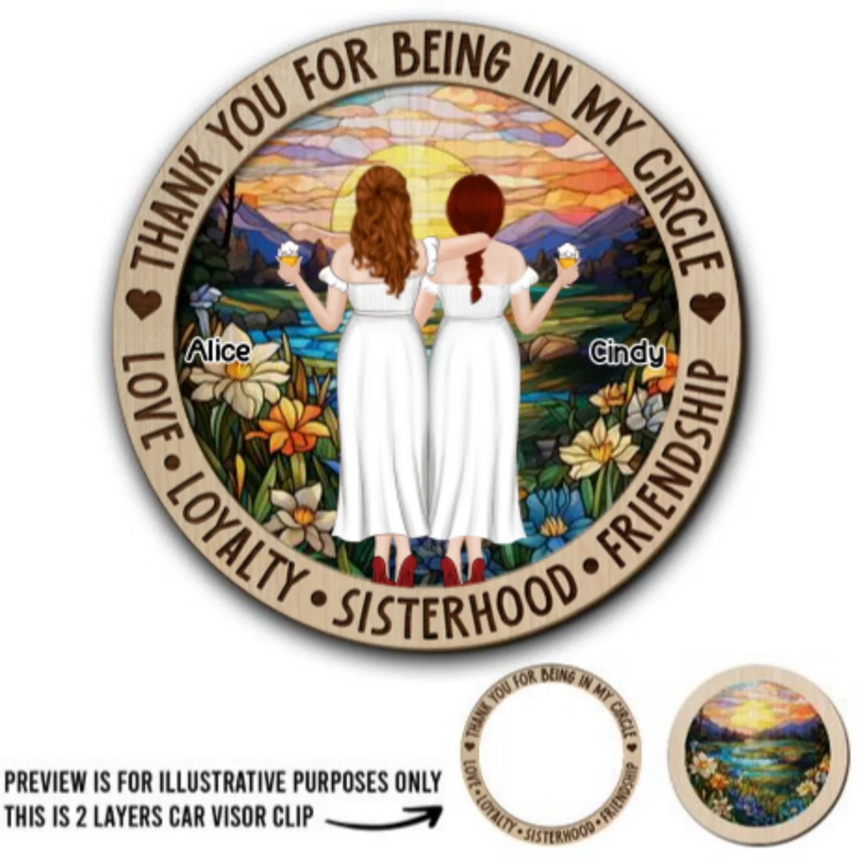 Thank You For Being In My Circle - Personalized Custom Car Visor Clip - Image 5