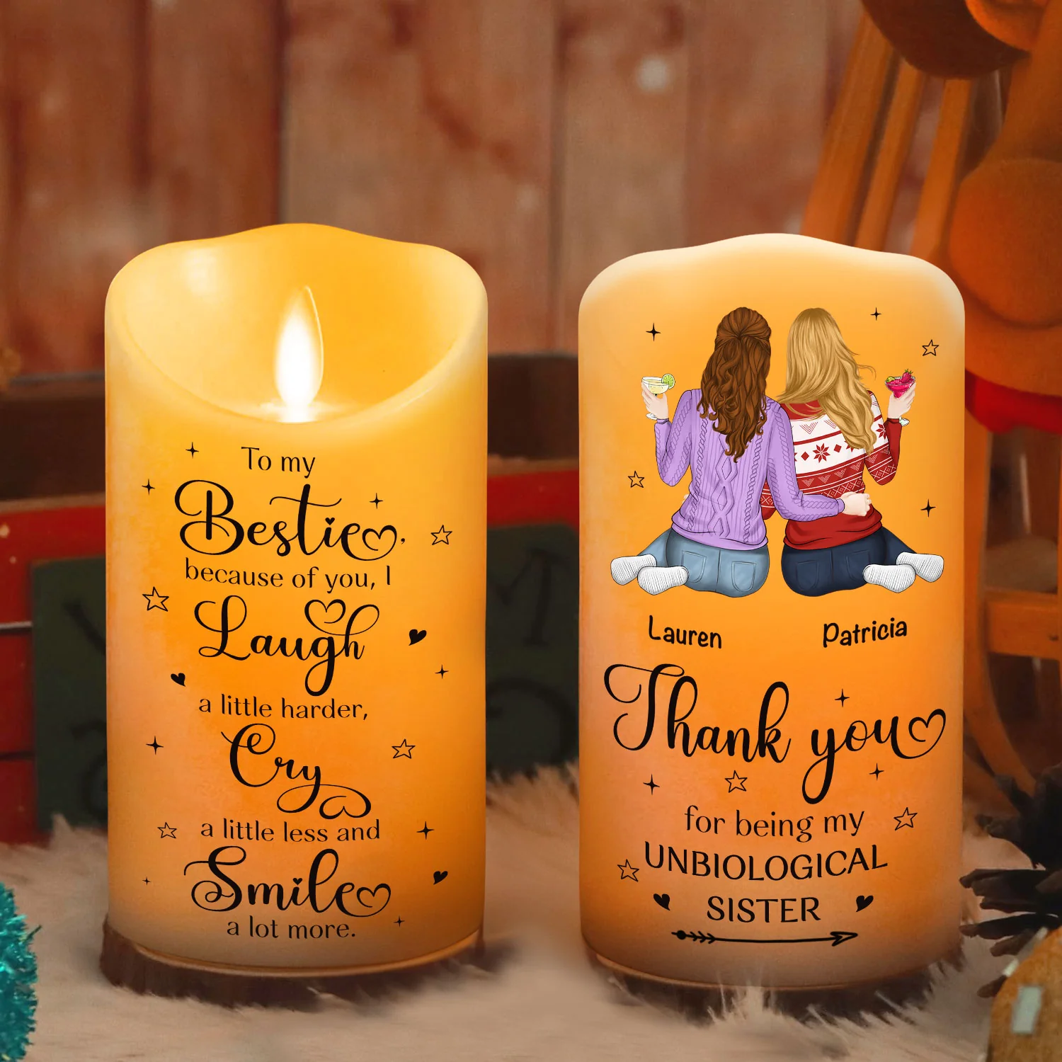 Thank You For Being My Unbiological Sister - Personalized Custom LED Candle - Image 2