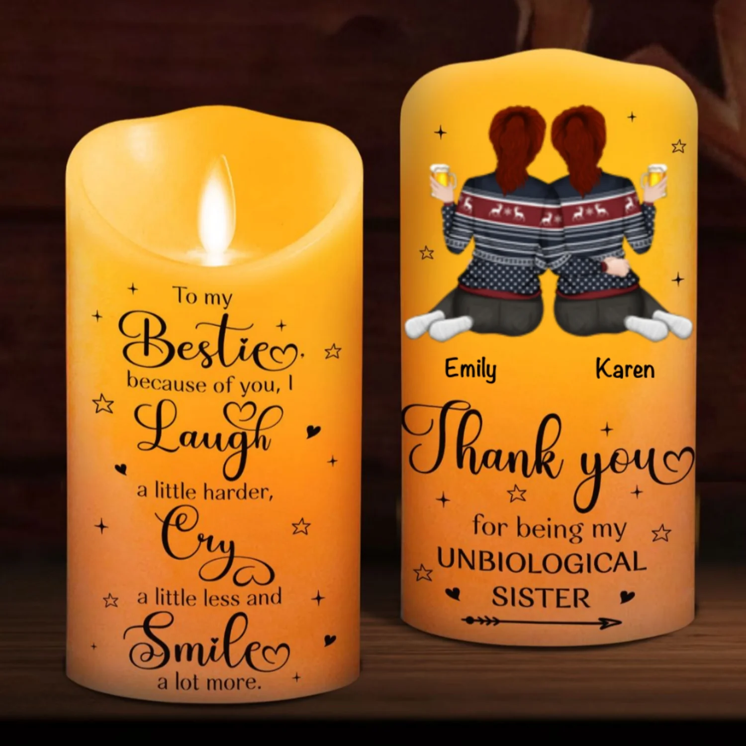 Thank You For Being My Unbiological Sister - Personalized Custom LED Candle - Image 6