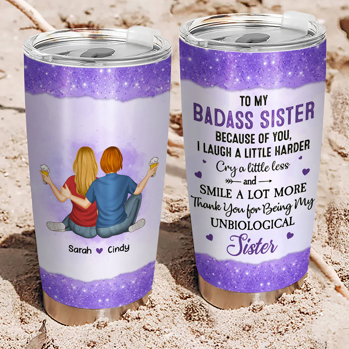 Thank You for Being My Unbiological Sister - Personalized Custom Tumbler - Image 4