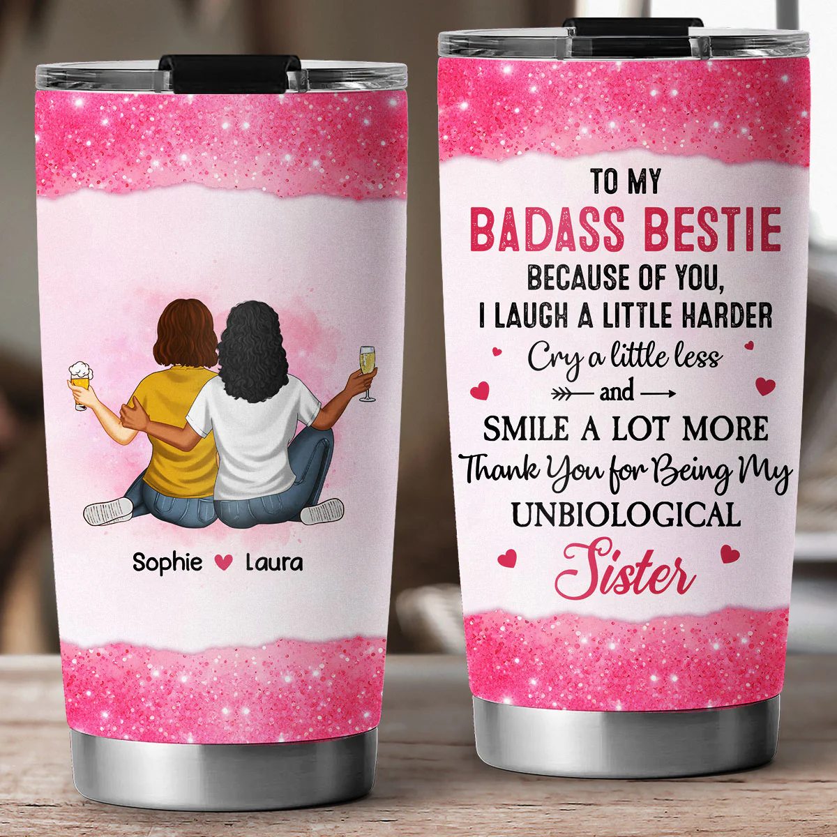Thank You for Being My Unbiological Sister - Personalized Custom Tumbler - Image 5