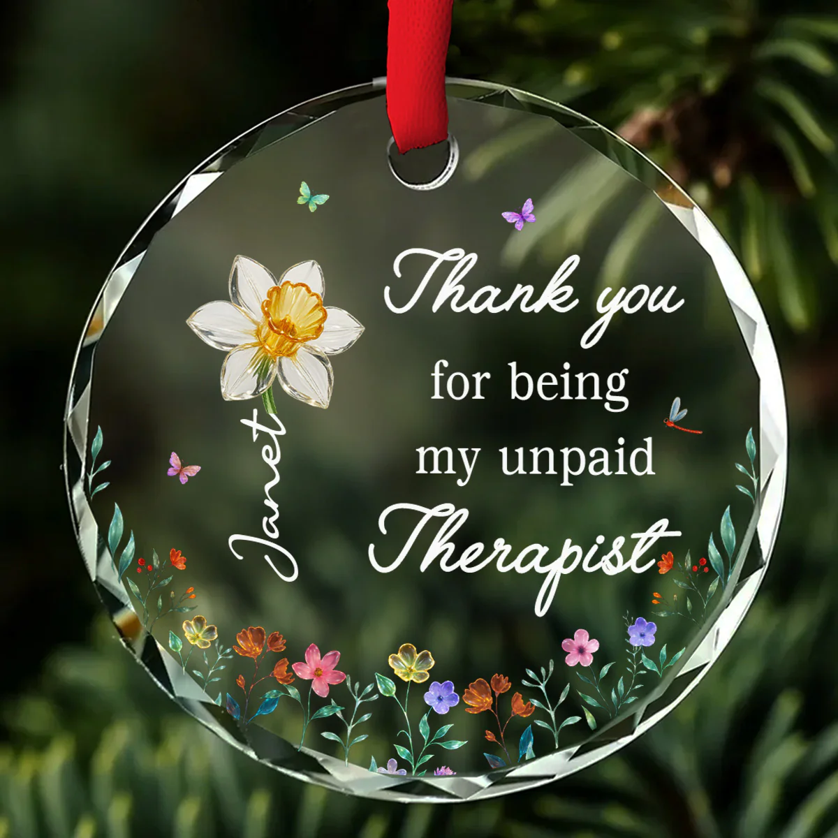 Thank You For Being My Unpaid Therapist - Personalized Custom Glass Ornament