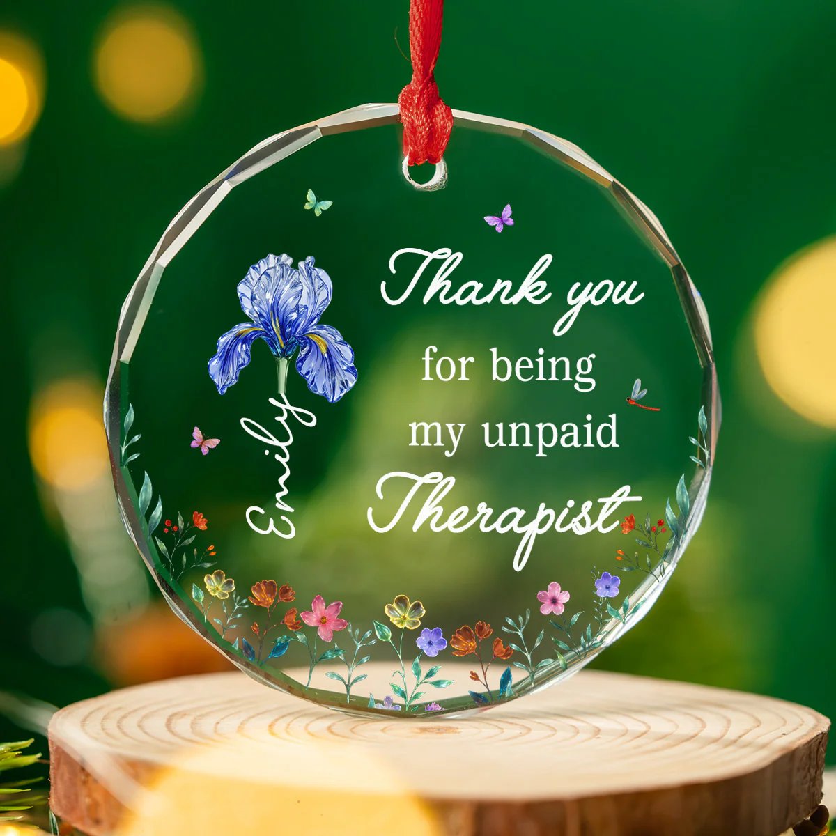 Thank You For Being My Unpaid Therapist - Personalized Custom Glass Ornament - Image 3