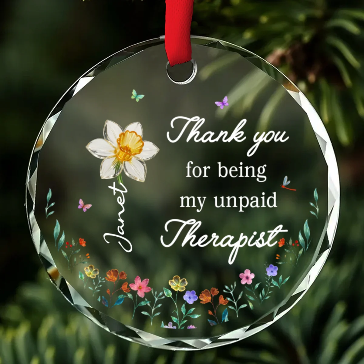 Thank You For Being My Unpaid Therapist - Personalized Custom Glass Ornament - Image 7
