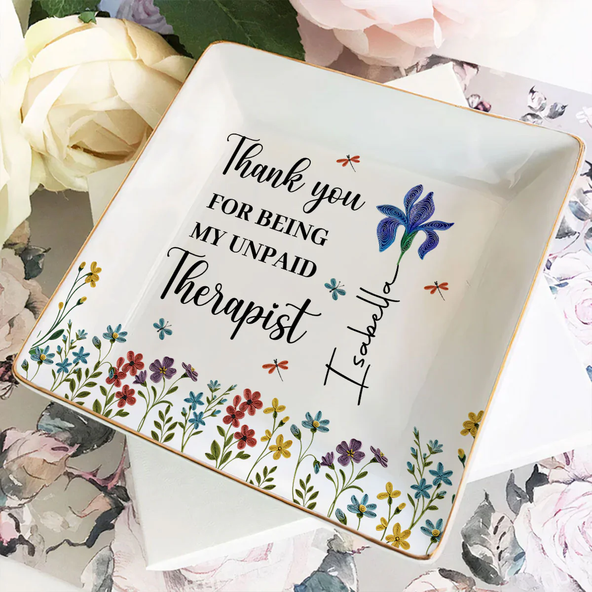 Thank You For Being My Unpaid Therapist - Personalized Custom Jewelry Dish - Image 3