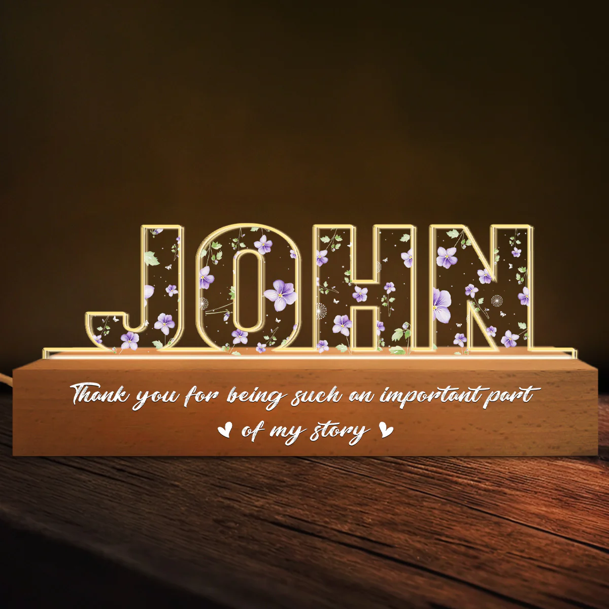 Thank You For Being Such An Important Part Of My Story - Personalized Custom Acrylic Letters 3D LED Night Light - Image 3