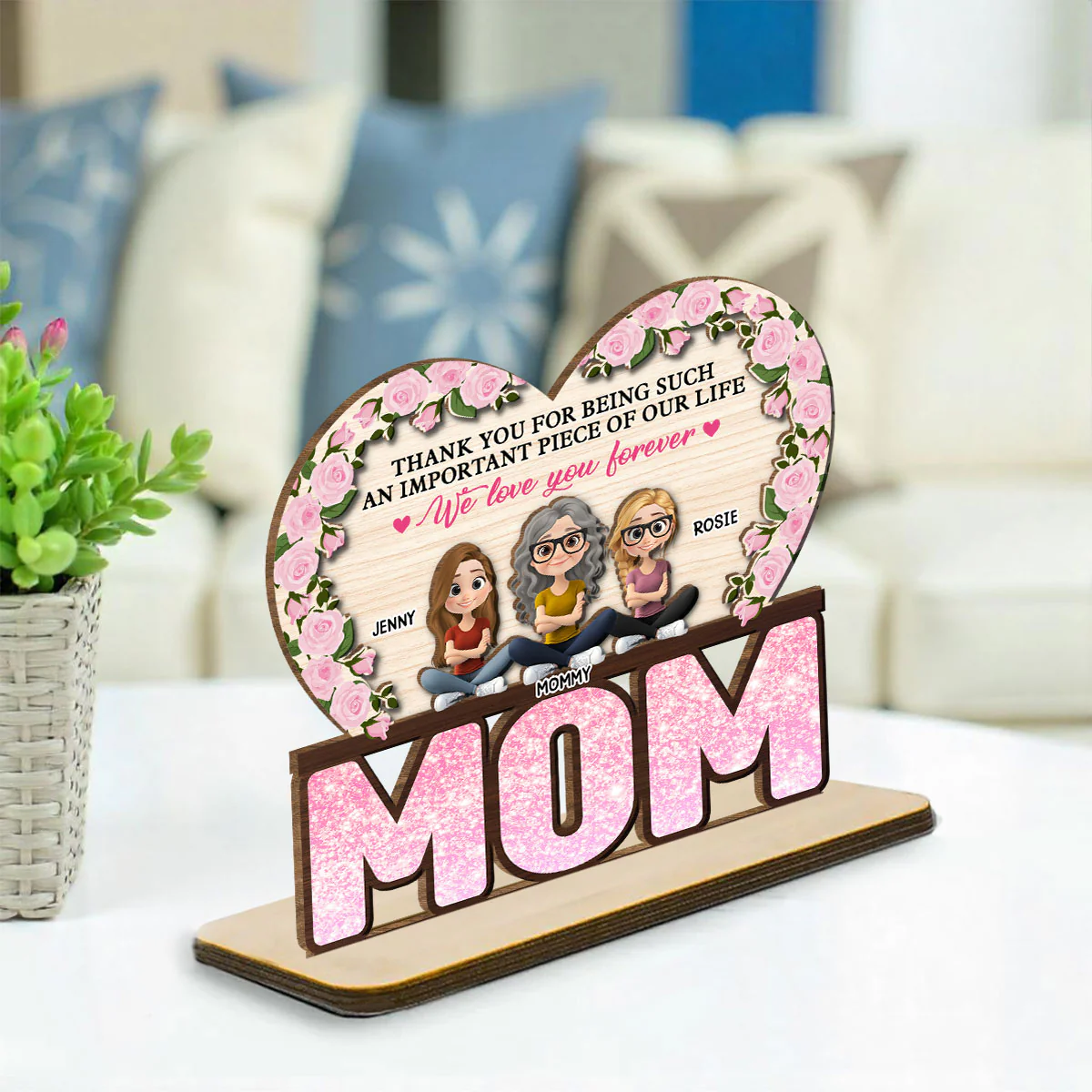 Thank You For Being Such An Important Piece Of My Life - Personalized Custom 2-Layer Wood Plaque With Flat Base - Image 3