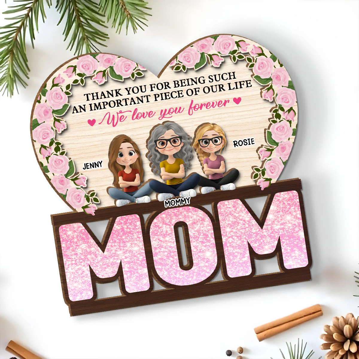 Thank You For Being Such An Important Piece Of My Life - Personalized Custom 2-Layer Wood Plaque With Flat Base - Image 5