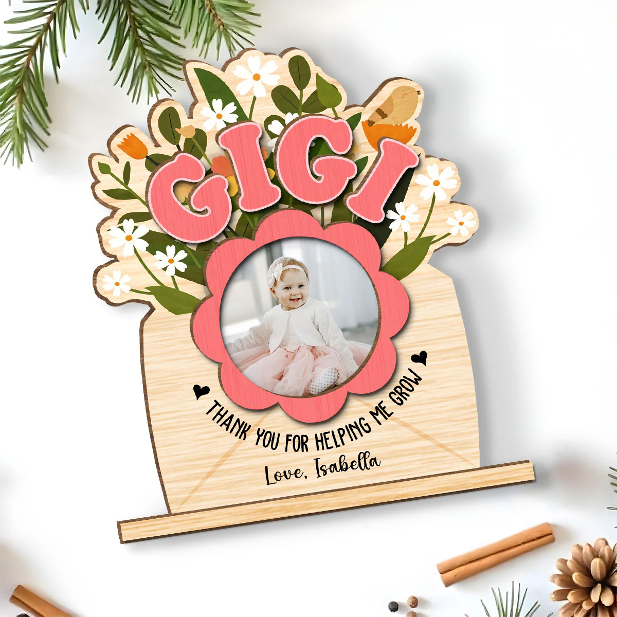 Thank You For Helping Us Grow - Personalized Custom 2-Layer Wood Plaque With Flat Base - Image 4