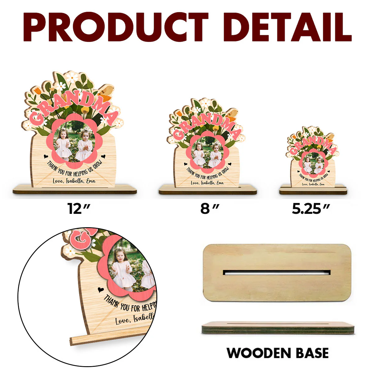 Thank You For Helping Us Grow - Personalized Custom 2-Layer Wood Plaque With Flat Base - Image 5