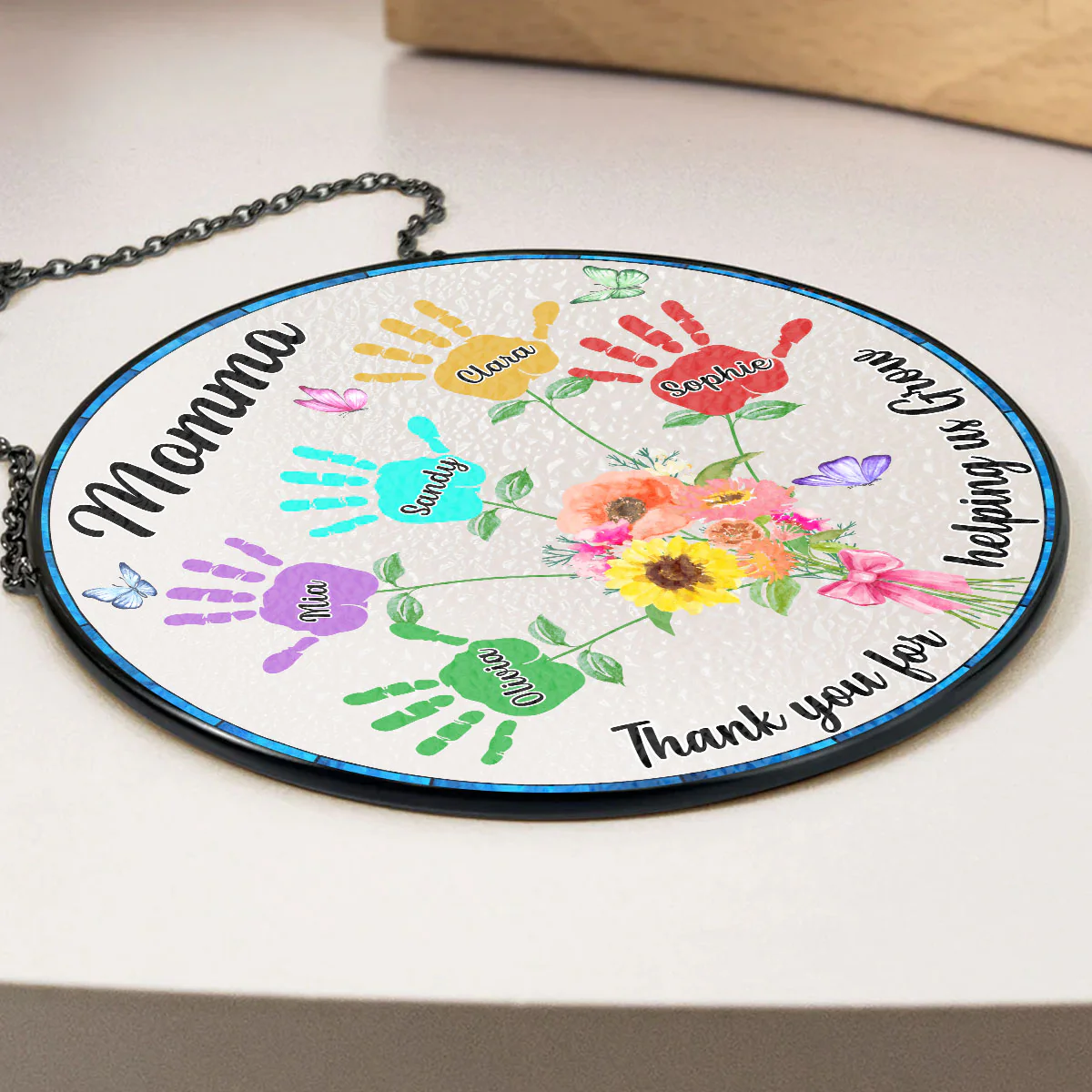Thank You For Helping Us Grow - Personalized Custom Window Hanging Suncatcher - Image 3