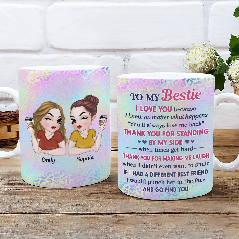 Thank You For Making Me Laugh Bestie - Personalized Custom Coffee Mug - Image 2