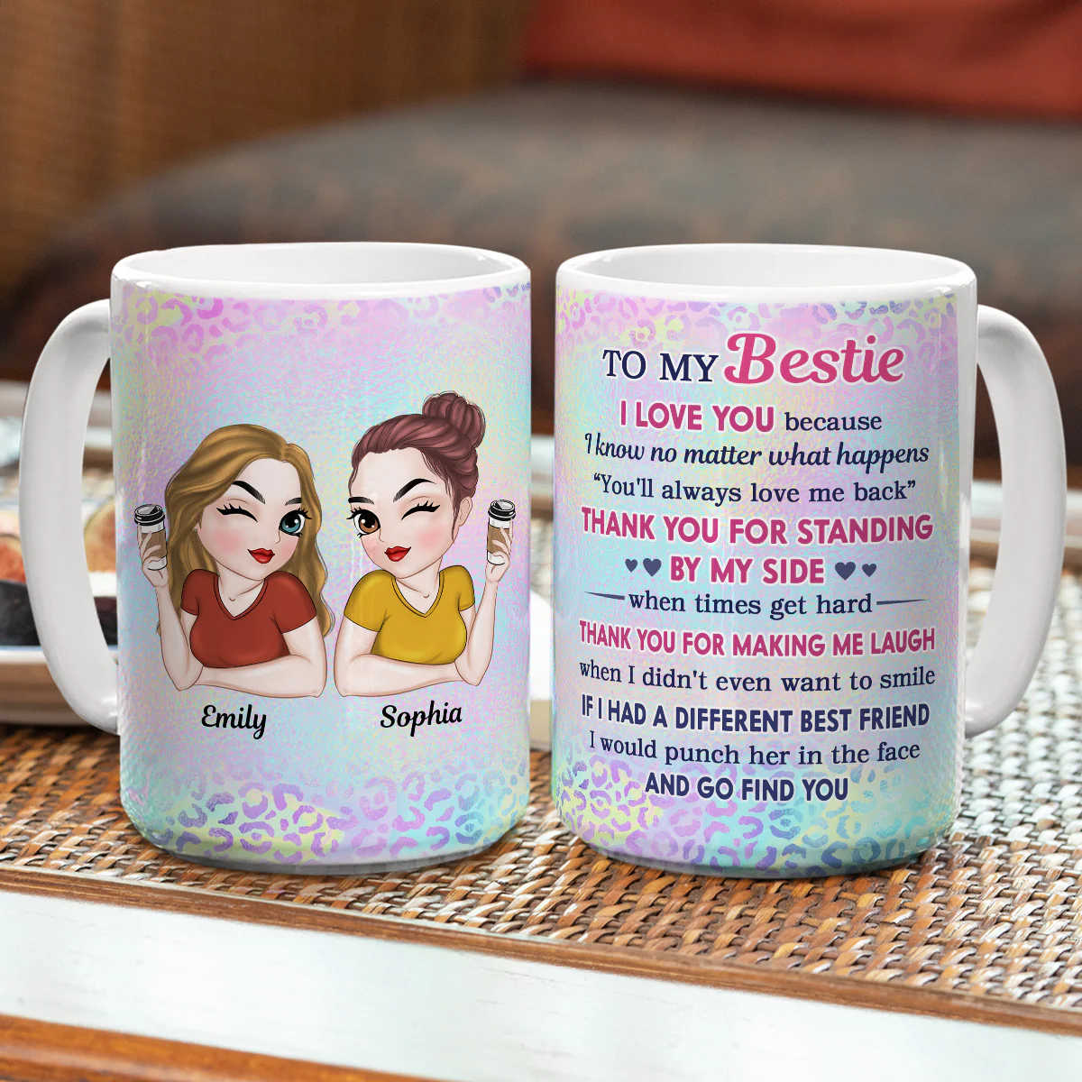Thank You For Making Me Laugh Bestie - Personalized Custom Coffee Mug - Image 4