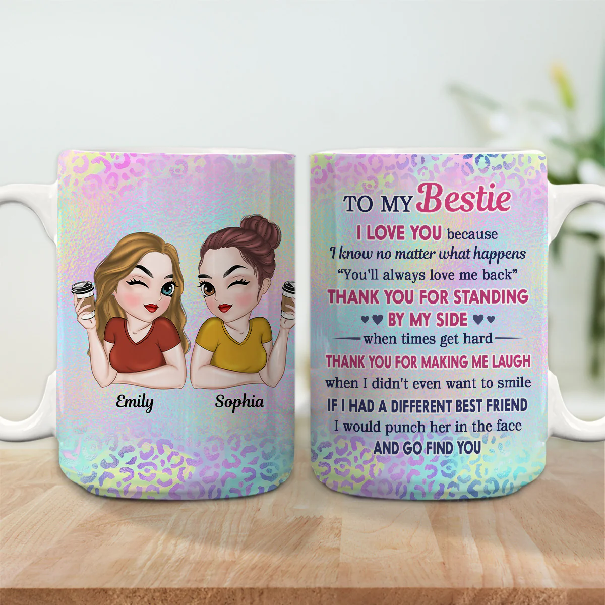 Thank You For Making Me Laugh Bestie - Personalized Custom Coffee Mug - Image 5