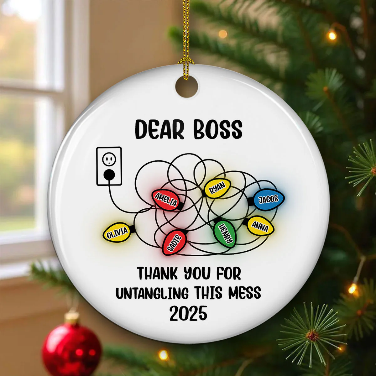 Thank You For Untangling This Mess - Personalized Custom Ceramic Ornament - Image 2