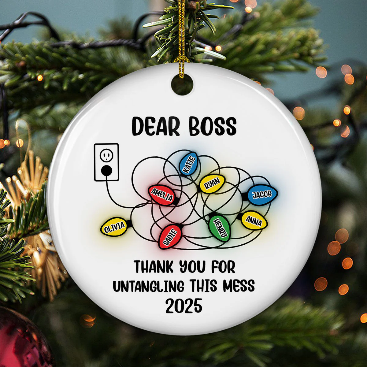 Thank You For Untangling This Mess - Personalized Custom Ceramic Ornament - Image 4
