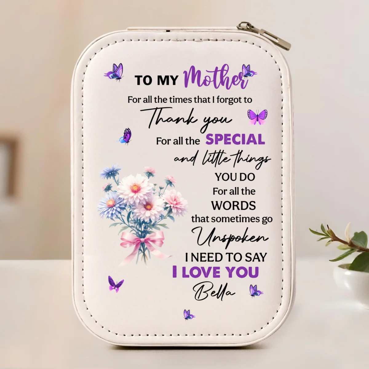 Thank You Mom For All The Special Things - Personalized Custom Jewelry Box With LED Mirror - Image 7