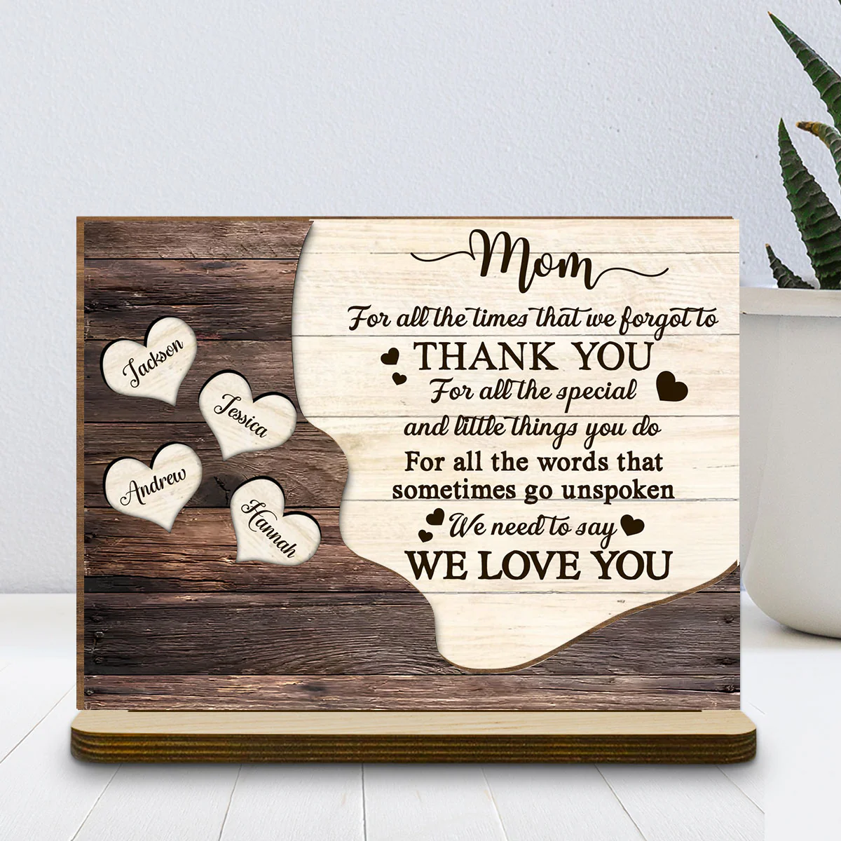 Thank You Mommy - Personalized Custom 2-Layer Wood Plaque With Flat Base - Image 2