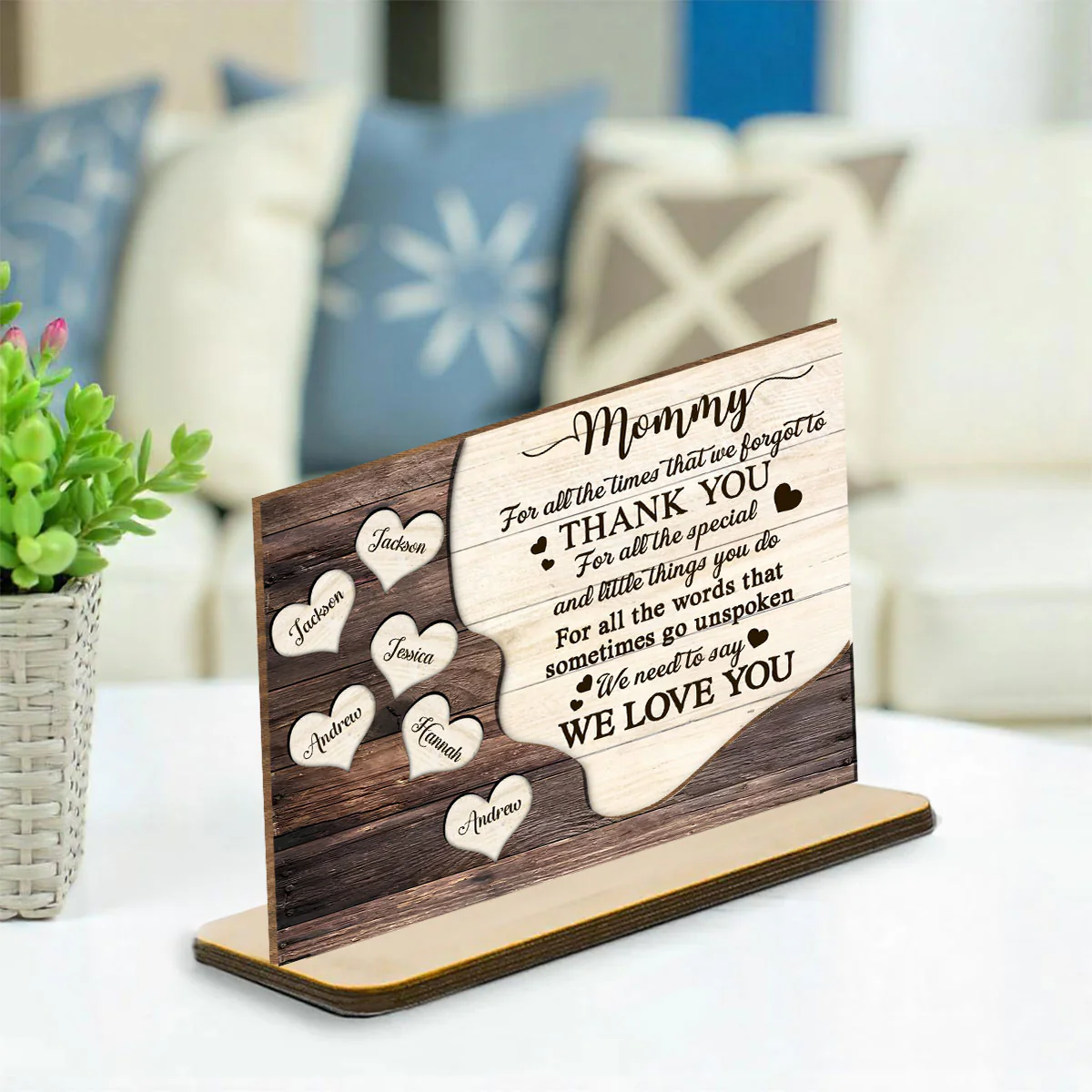 Thank You Mommy - Personalized Custom 2-Layer Wood Plaque With Flat Base - Image 3