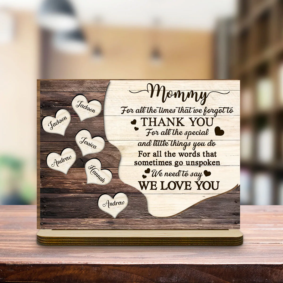 Thank You Mommy - Personalized Custom 2-Layer Wood Plaque With Flat Base - Image 4