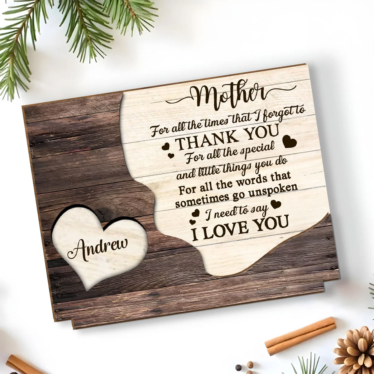 Thank You Mommy - Personalized Custom 2-Layer Wood Plaque With Flat Base - Image 5