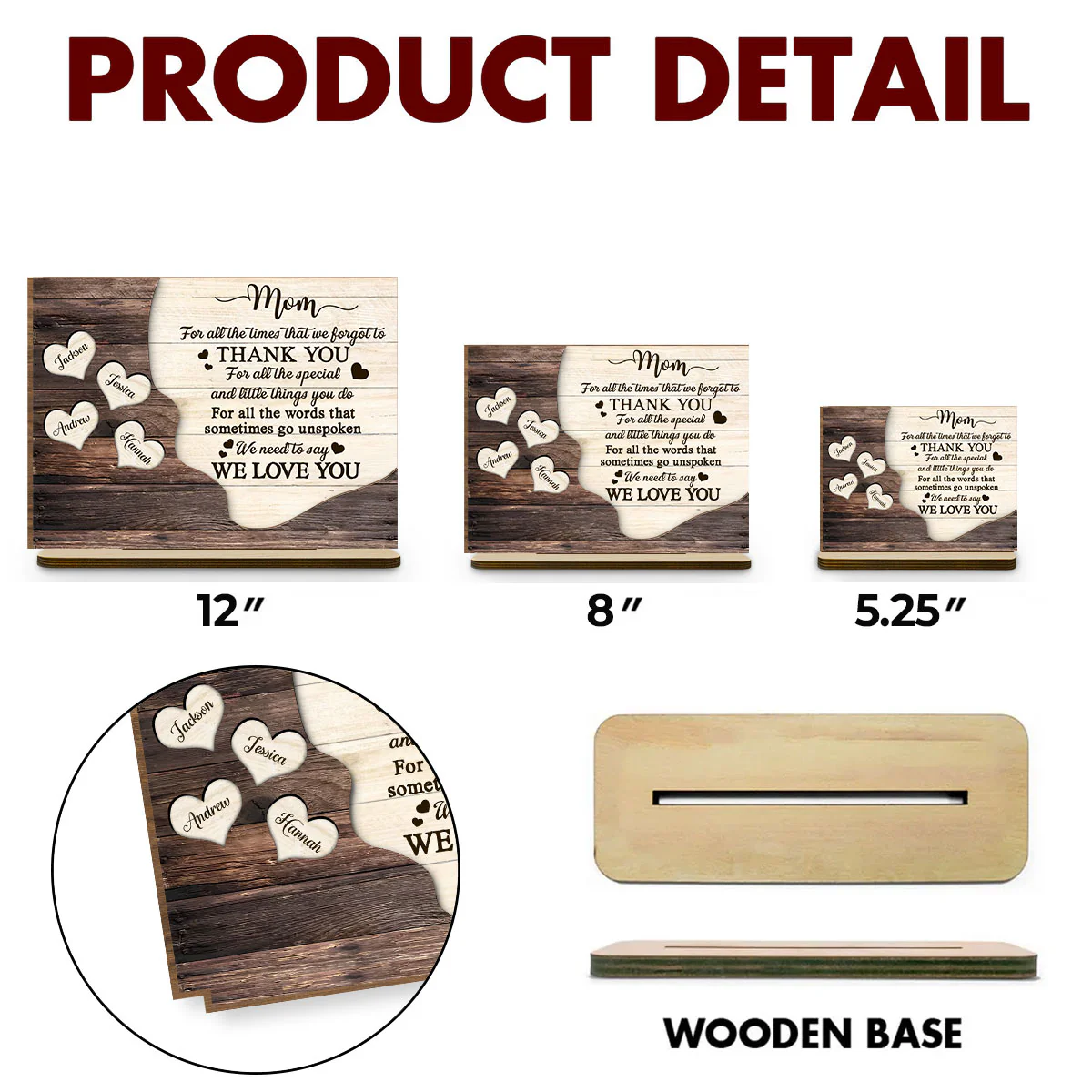 Thank You Mommy - Personalized Custom 2-Layer Wood Plaque With Flat Base - Image 6