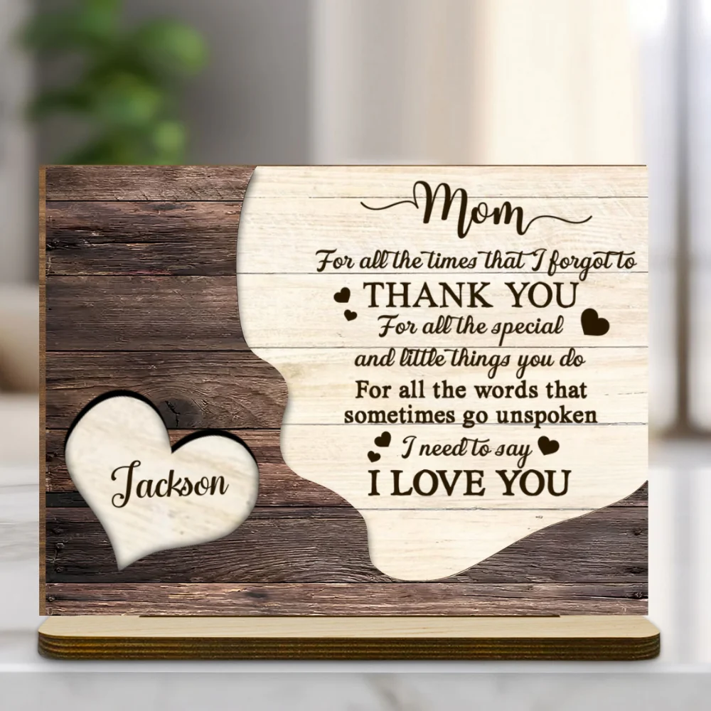 Thank You Mommy - Personalized Custom 2-Layer Wood Plaque With Flat Base - Image 8