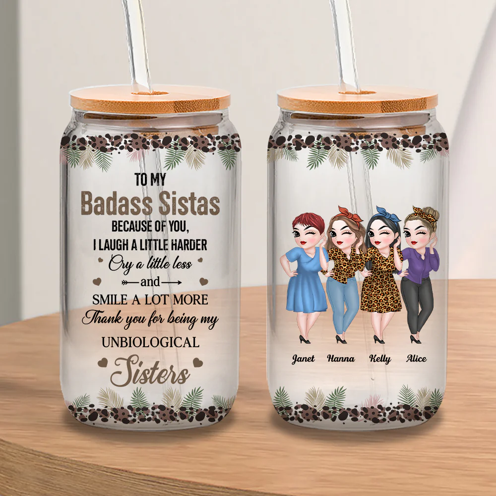 Thank You My Badass Bestie - Personalized Custom Glass Can - Image 5