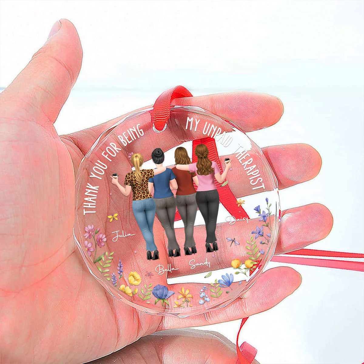 Thank You My Unpaid Therapist - Personalized Custom Glass Ornament - Image 4
